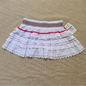 NWT Zara EMBROIDERED mini ruffle skirt (white)